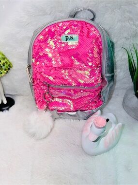 Kids Sequin Sparkle Backpack - Hot Pink with Silver & Ceramic Swan Piggy Bank 🏦